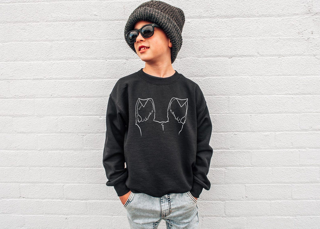 Pick a Style Toddler OR Youth Kid's Custom Dog, Cat, or Other Pet's Ears Sweatshirt in Black