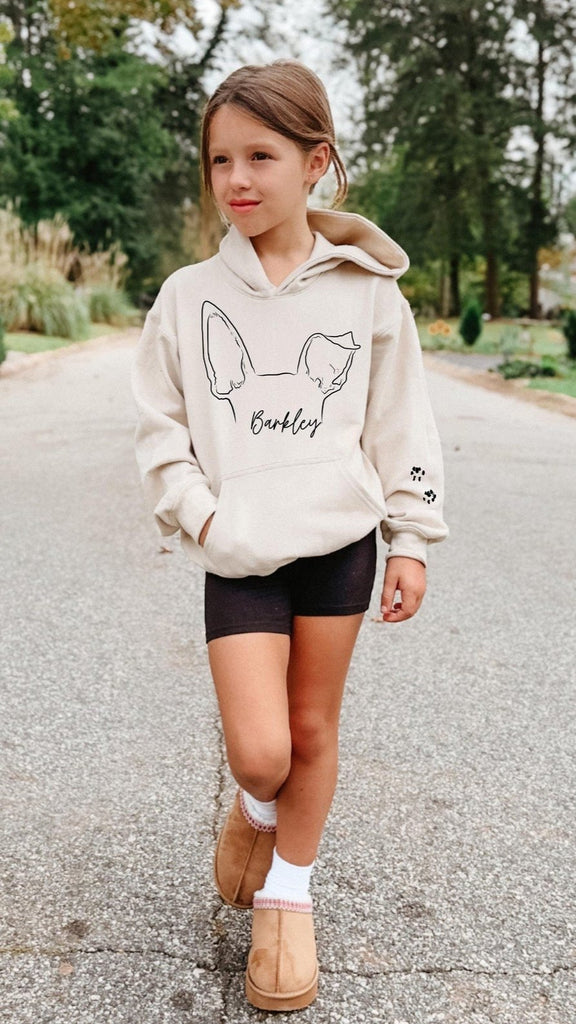 Pick a Style Toddler OR Youth Kid's Custom Dog, Cat, or Other Pet's Ears Sweatshirt in Sand