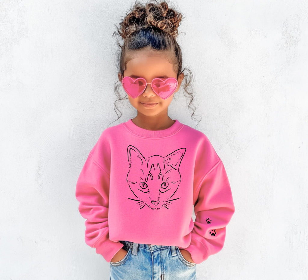 Pick a Style Toddler OR Youth Kid's Custom Pet Portrait Sweatshirt in Hot Pink