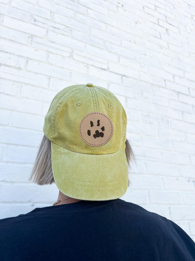 9 Colors! Custom Dog or Cat Other Pet's Paw or Snoot Print Baseball Hat in Olive Green