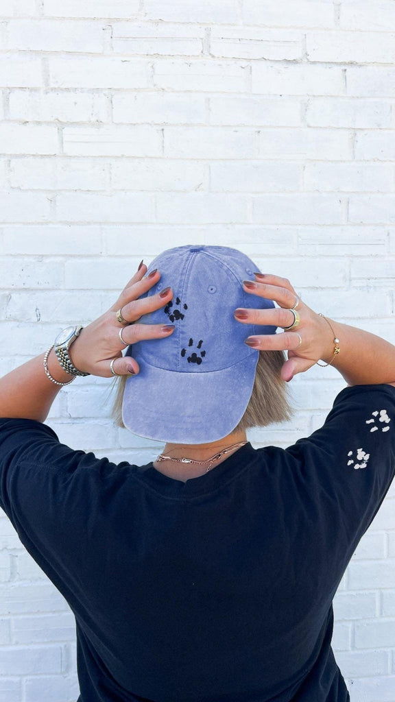 9 Colors! Custom Dog or Cat Other Pet's Paw or Snoot Print Baseball Hat in Denim Blue