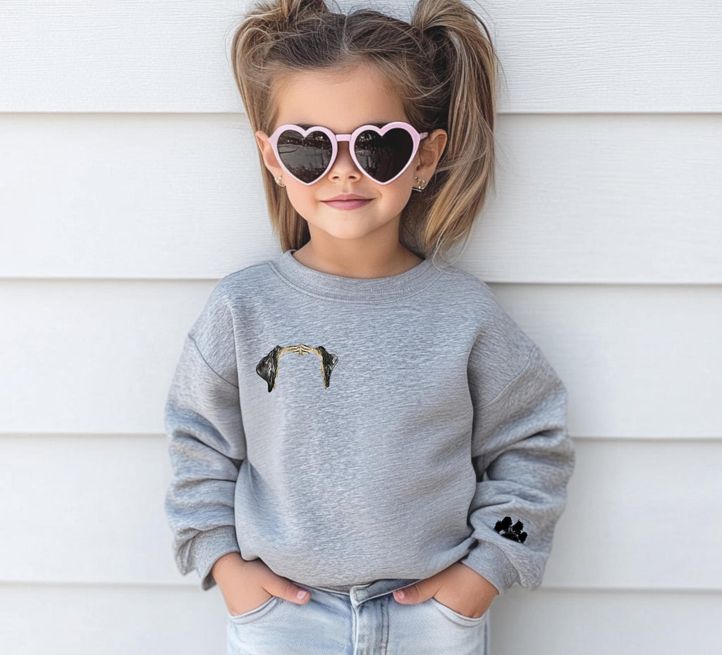 INFANT, TODDLER, or YOUTH Custom Sleeve Paw Print/s Sweatshirt in Light Grey