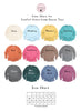 Barkley & Wagz Long Sleeve Color Chart and Size Chart for Comfort Colors