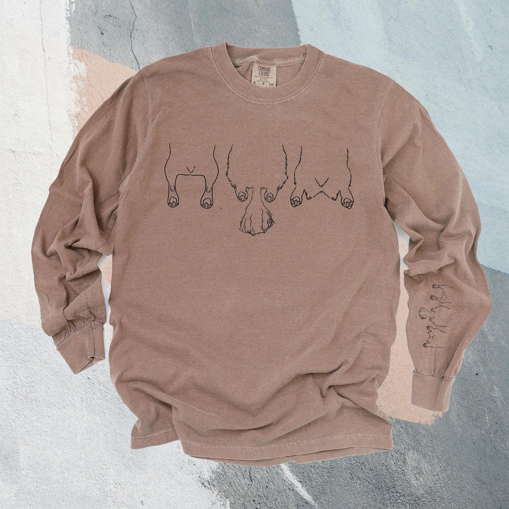 Custom Dog, Cat, or Other Pet's Sploot Unisex Long Sleeve T-Shirt in Espresso Brown