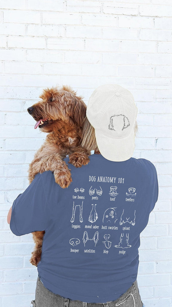 Dog Anatomy 101 Front/Back T-Shirt in Denim Blue