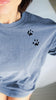 Custom Dog, Cat, or Other Pet Paw Prints Long Sleeve T-Shirt in Denim Blue