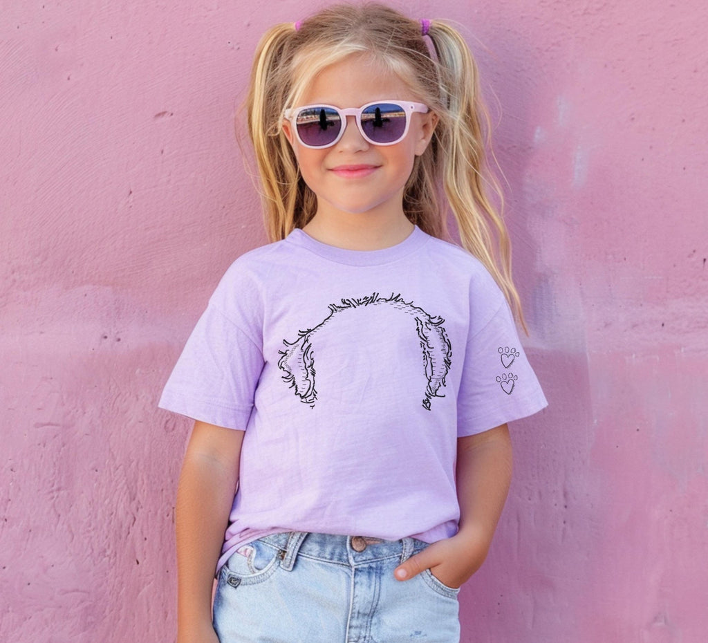 INFANT, TODDLER, or YOUTH Custom Faux Embroidered Look Pet Ears Tee in Lilac