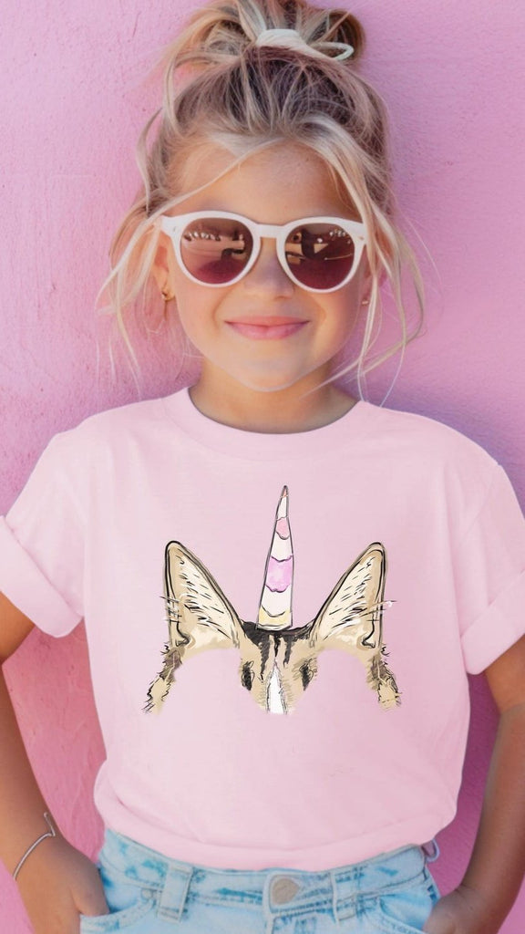 INFANT, TODDLER, or YOUTH Personalized Full Color Custom Pet Ears Unicorn Tee - Cat