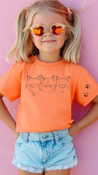 INFANT, TODDLER, or YOUTH Custom Stacked or Side By Side Pets T-Shirt in Bright Melon Orange