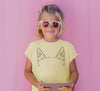 INFANT, TODDLER, or YOUTH Personalized Wording with Optional Pet Ears on Front T-Shirt in Yellow