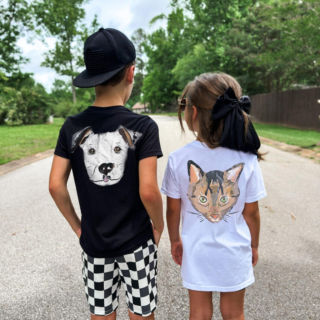 INFANT, TODDLER, or YOUTH Personalized Full Color Custom Pet Portrait T-Shirt in Black and White