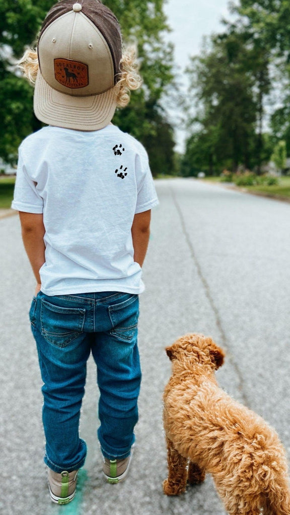 INFANT, TODDLER, or YOUTH Custom Paw Prints with Optional Pet Ears T-Shirt in White