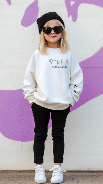 Pick a Style Toddler OR Youth Kid's Custom Dog, Cat, or Other Multiple Pet's Ears Sweatshirt or Hoodie in White