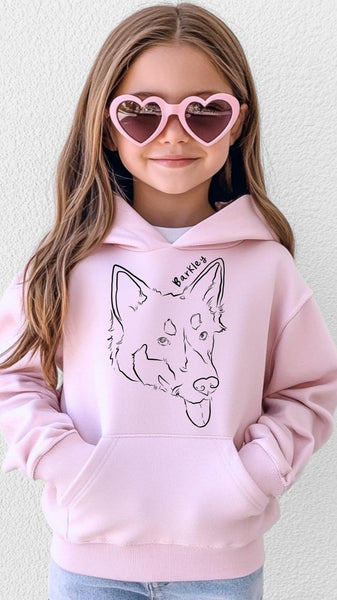 Pick a Style Toddler OR Youth Kid's Custom Pet Portrait Sweatshirt in Blossom Pink