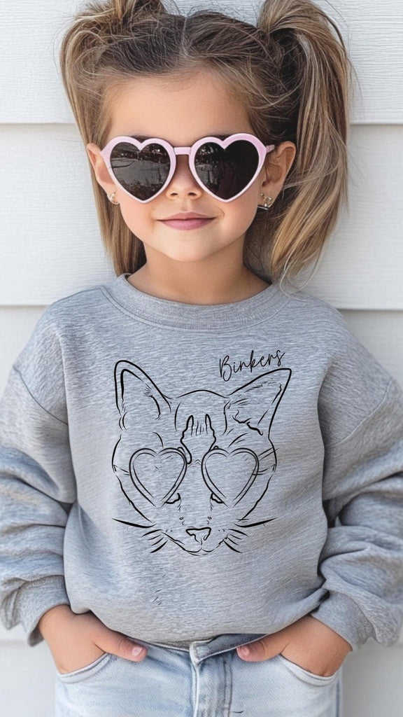 Pick a Style Toddler OR Youth Kid's Custom Pet Portrait with Glasses Sweatshirt with Cat