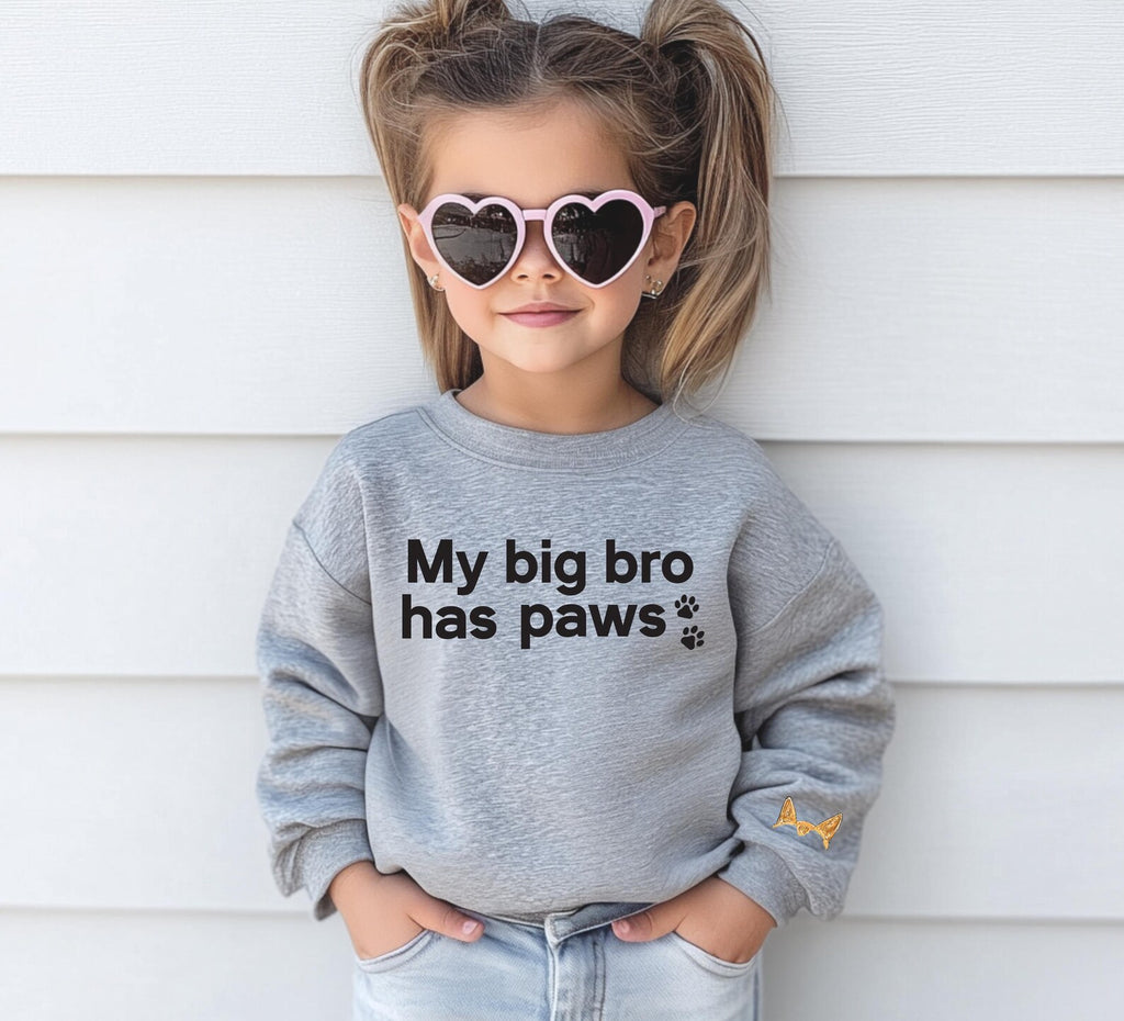 Pick a Style Toddler OR Youth Kid's My Bestie Has Paws with Pet Ears on Sleeve Sweatshirt with Sleeve Print