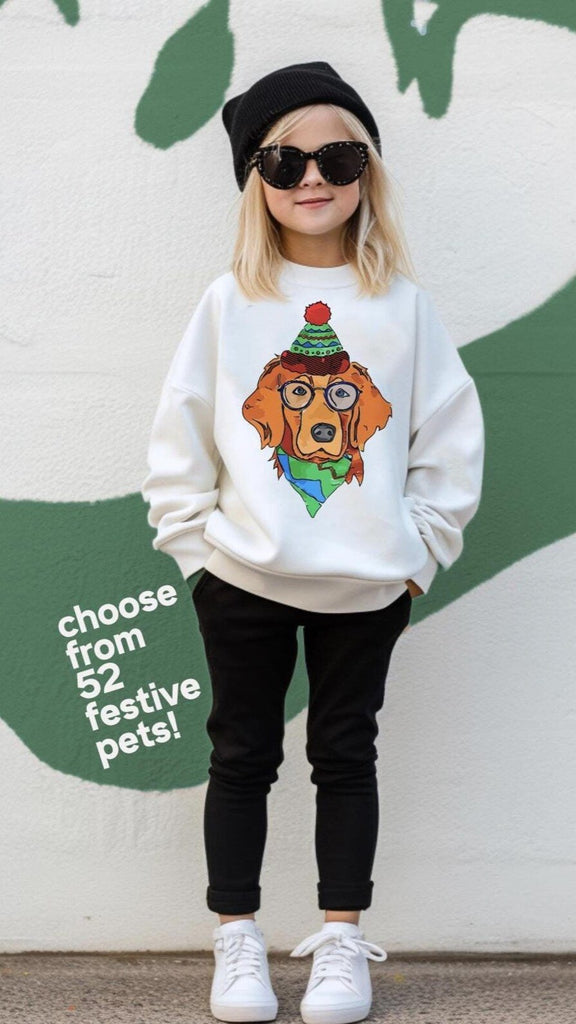 Choose Your Festive Pet/s Toddler or Youth Sweatshirt in White