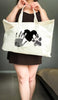 The Same Heart Custom Paw and Hand Print/s Tote Bag with Black Heart