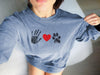 The Same Heart Long Sleeve Tee with Custom Paw & Hand Prints in Denim