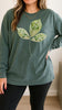 Custom Dog, Cat, or Other Paw or Nose Print/s on Green Leaf Long Sleeve Tee - Shown in Blue Spruce