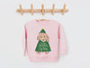 Custom Christmas Tree Pet Portrait Kid's Sweatshirt - Pink Crewneck