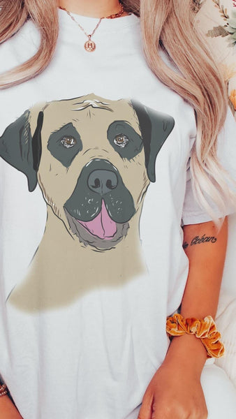 Custom Full Face Pet Portrait T-Shirt - White
