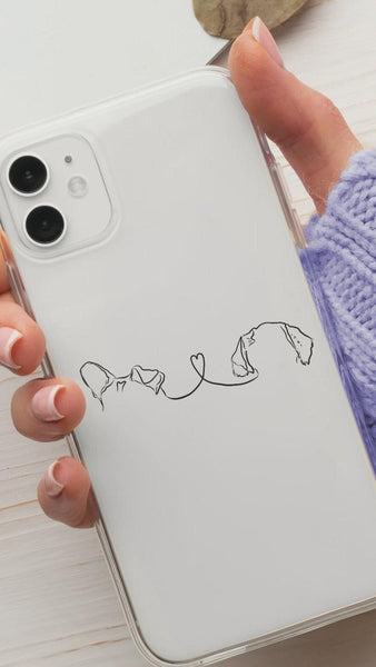 Custom Pet Ears with Heart Between Phone Case In Clear