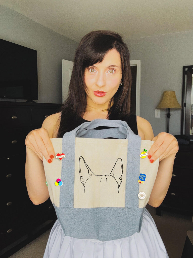 Custom Line Art Ears Minimalist Mini Tote