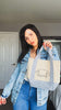 Custom Line Labrador Retriever Ears Mini Tote - Chambray and Natural