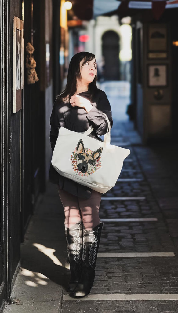The Autumnal Pet Custom Cat, Dog, or Other Color Pet Portrait Large Tote Bag