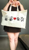 The Same Heart Custom Tote Bag Personalized Paw and Hand Print Bag - Shown with Multiple Hand and Paw Prints