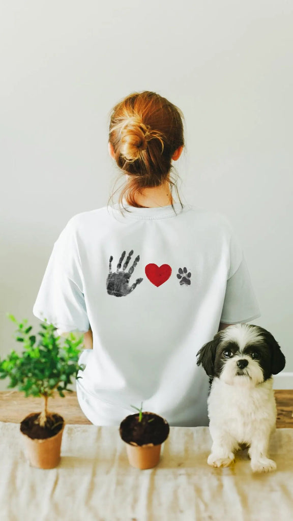 The Same Heart T-Shirt - Custom Paw and Hand Print/s on White Unisex Tee