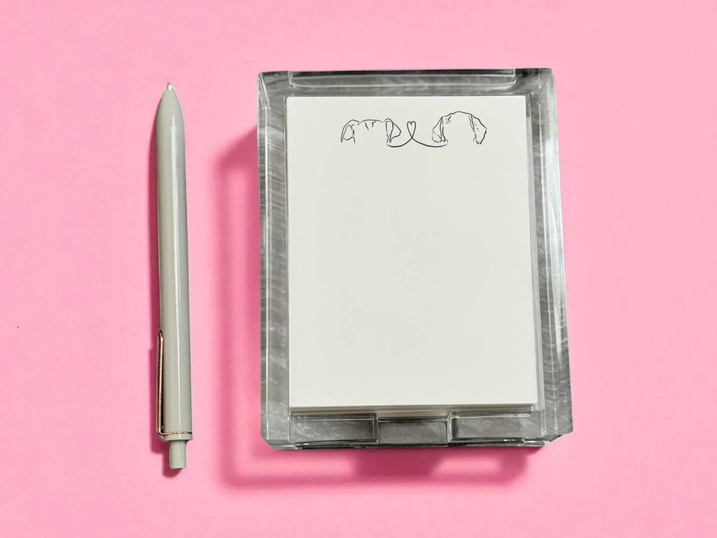 Custom Dog, Cat, or other Pet Ears with Heart Between Acrylic Notepad Holder