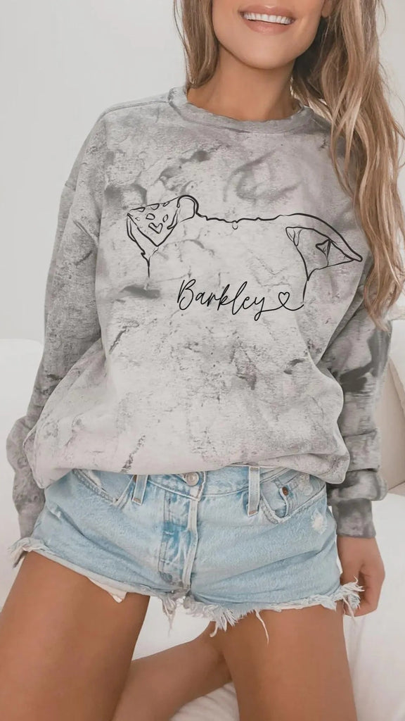 Custom Pet Ears on Comfort Colors Colorblast Sweatshirt - grey