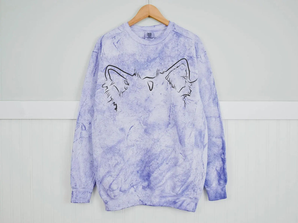 Custom Pet Ears on Comfort Colors Colorblast Sweatshirt - Lilac
