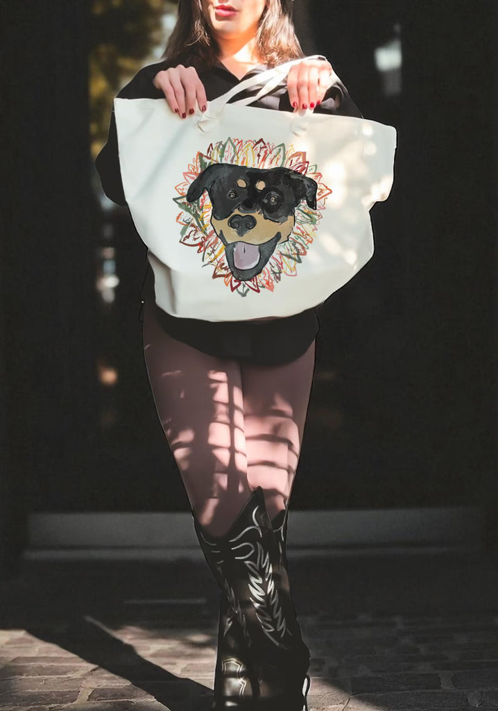 The Autumnal Pet Custom Cat, Dog, or Other Color Pet Portrait Zipper Tote Bag