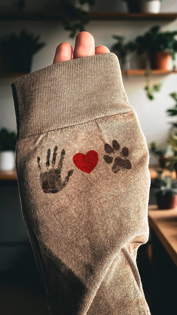The Same Heart Long Sleeve Tee with Custom Paw & Hand Prints - In Espresso