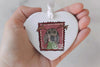 Custom Single or Set of Pet Portrait Stamp Christmas Ornaments. - Heart Shape Reindeer