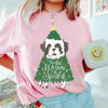 Custom Christmas Tree Pet Portrait T-Shirt - Light Pink