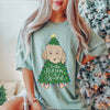 Custom Christmas Tree Pet Portrait T-Shirt - Sage