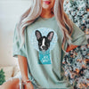 Custom Christmas Snow Globe Pet Portrait T-Shirt - Sage