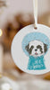 Custom Single or Set of Snow Globe Pet Portrait Ornaments - shown with Shih Tzu