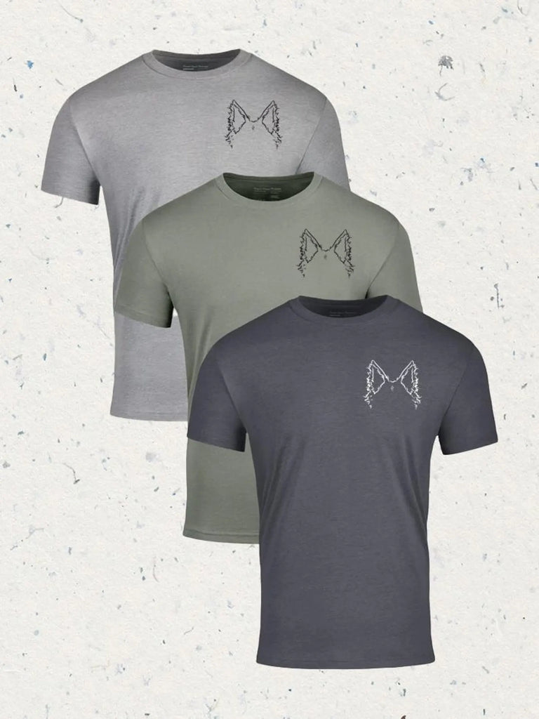 Barkley's Basics - Pack of 3 Custom Dog, Cat, or Other Pet's Ears T-Shirts - Gray/Green/Charcoal