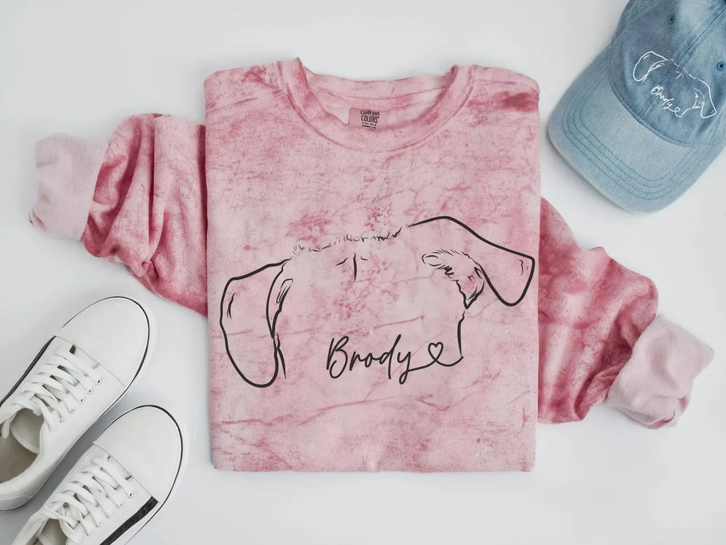 Custom Pet Ears on Comfort Colors Colorblast Sweatshirt - brick