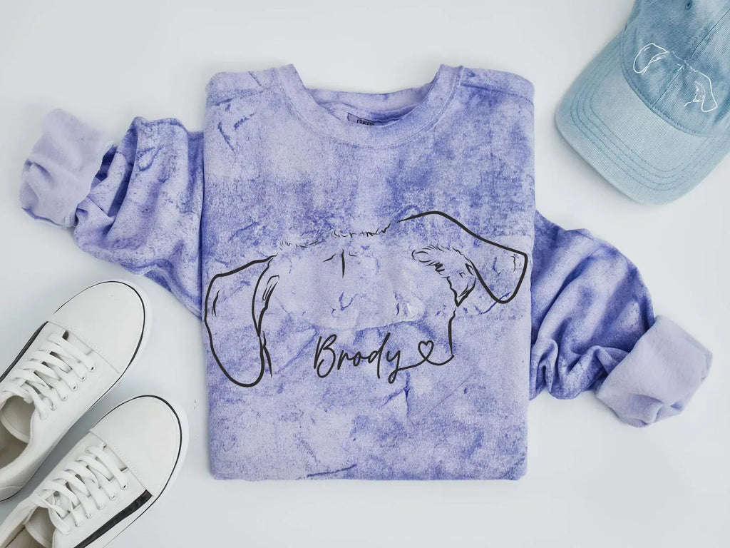 Custom Pet Ears on Comfort Colors Colorblast Sweatshirt - Lilac