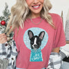 Custom Christmas Snow Globe Pet Portrait T-Shirt - Crimson