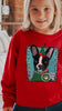 Custom Christmas Stamp Pet Portrait Kid's Sweatshirt - Red