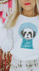 Custom Snow Globe Pet Portrait Long Sleeve Tee - White