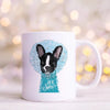 Custom Snow Globe Pet Portrait Festive Mug - White Handle with Frenchie Design