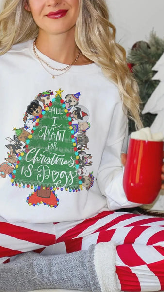 All I Want for Christmas is Dogs Festive Sweatshirt - White